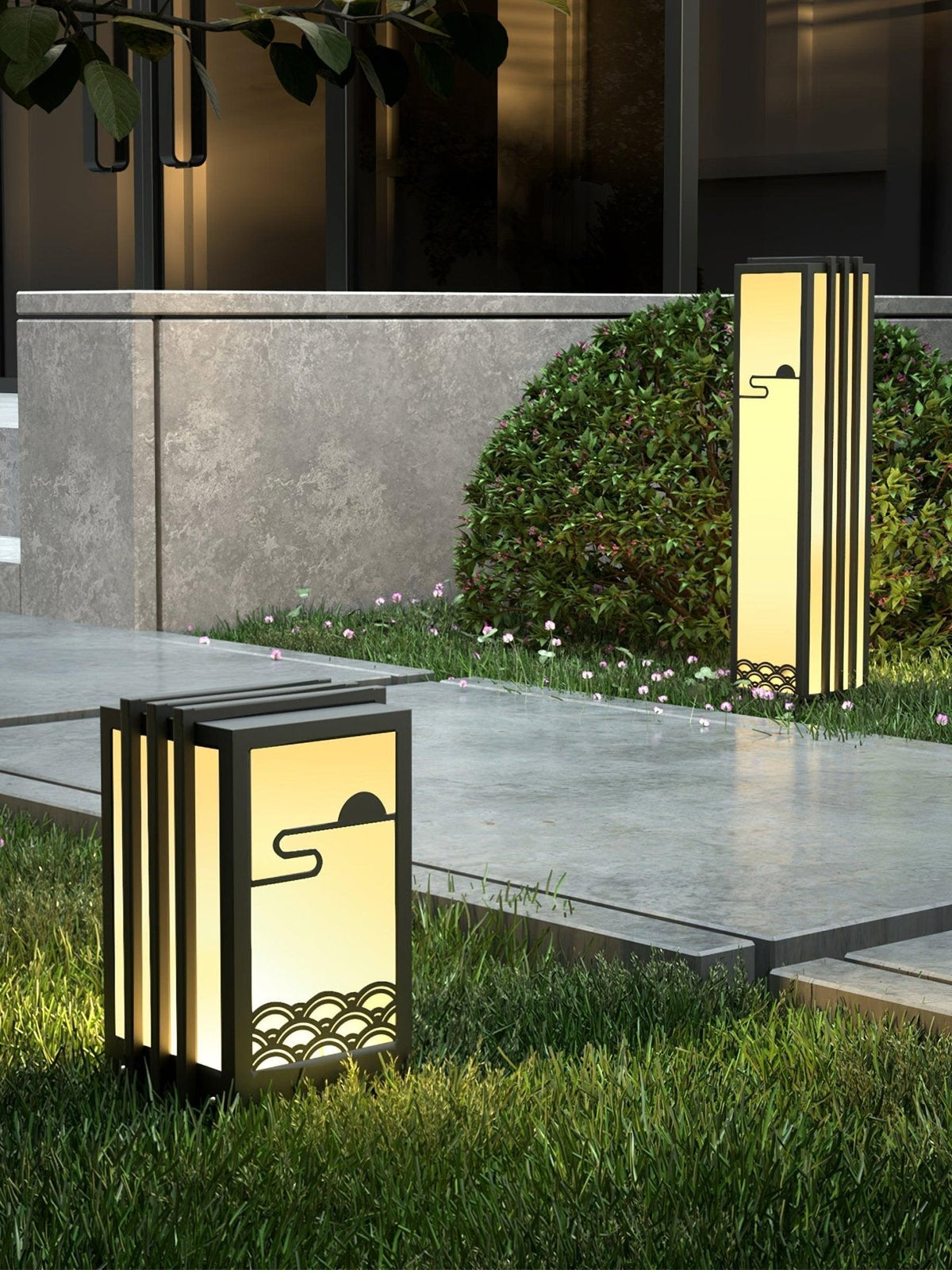 Rivenena luminaria exterior rectangular patrón amanecer minimalista para jardín