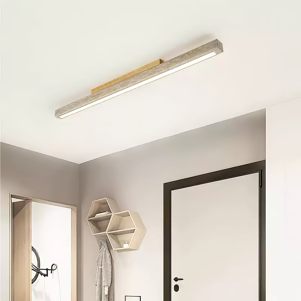 Orvenarae Luz Techo Lineal Minimalista Travertino