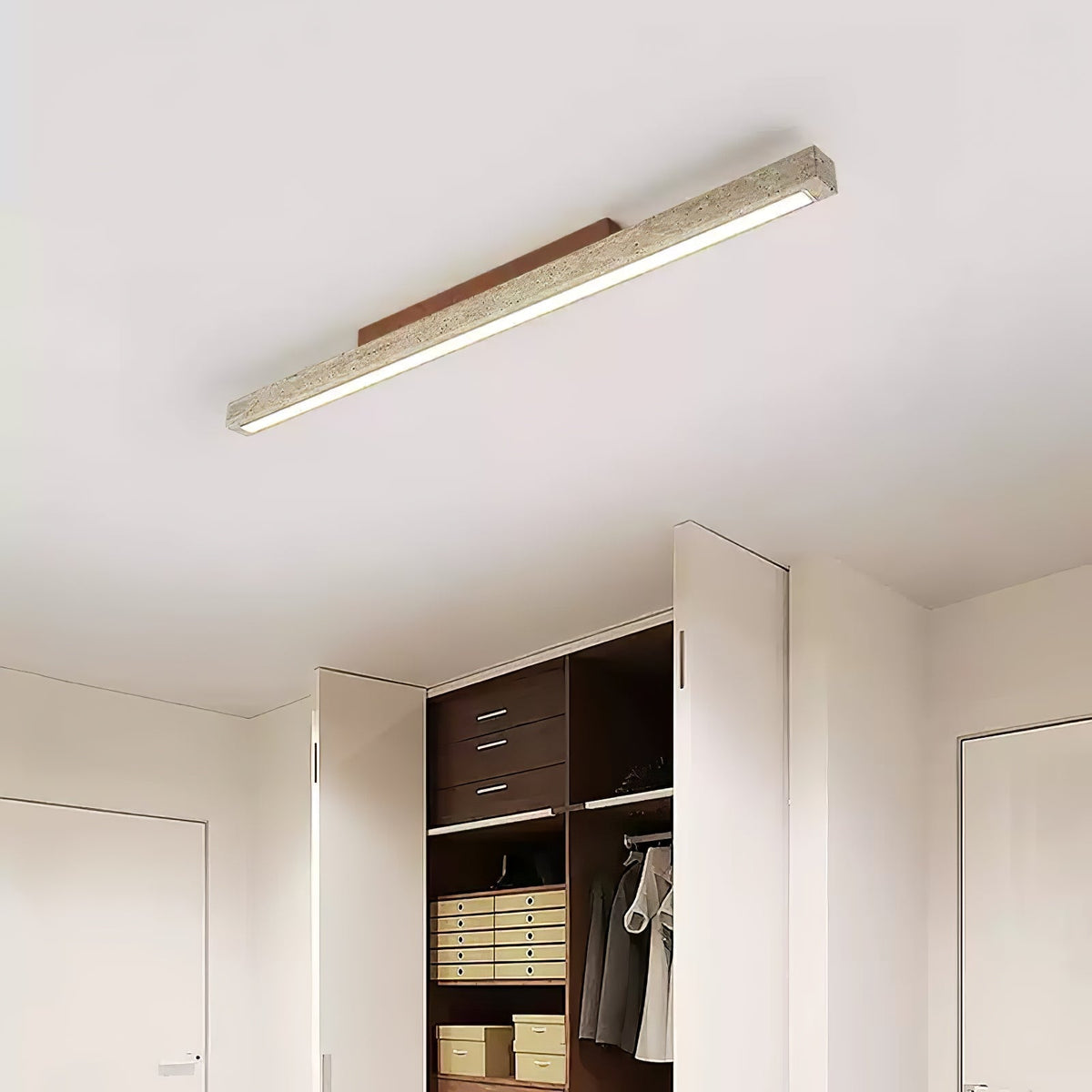 Orvenarae Luz Techo Lineal Minimalista Travertino