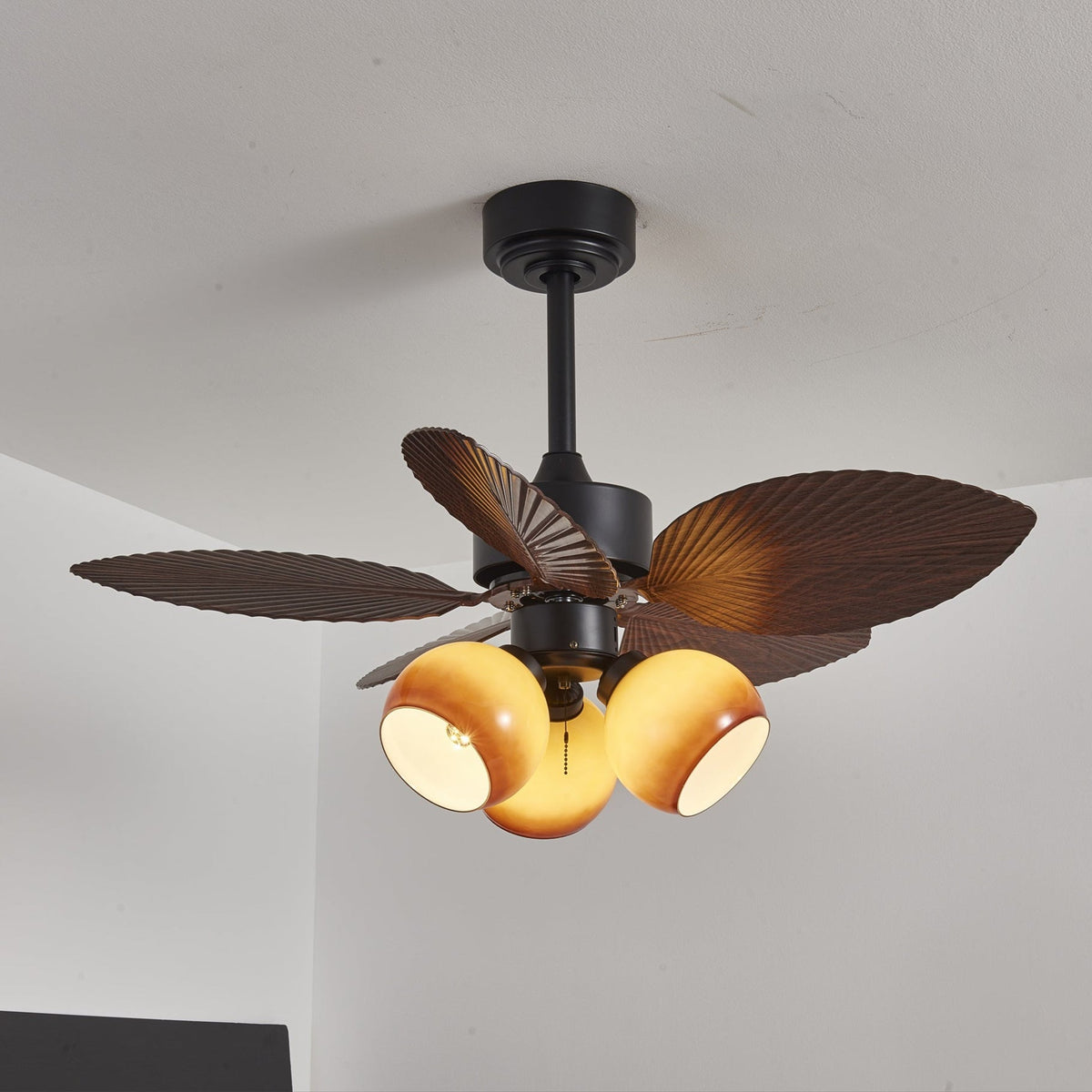 Rinaleria ventilador de techo con luz Vintage de madera
