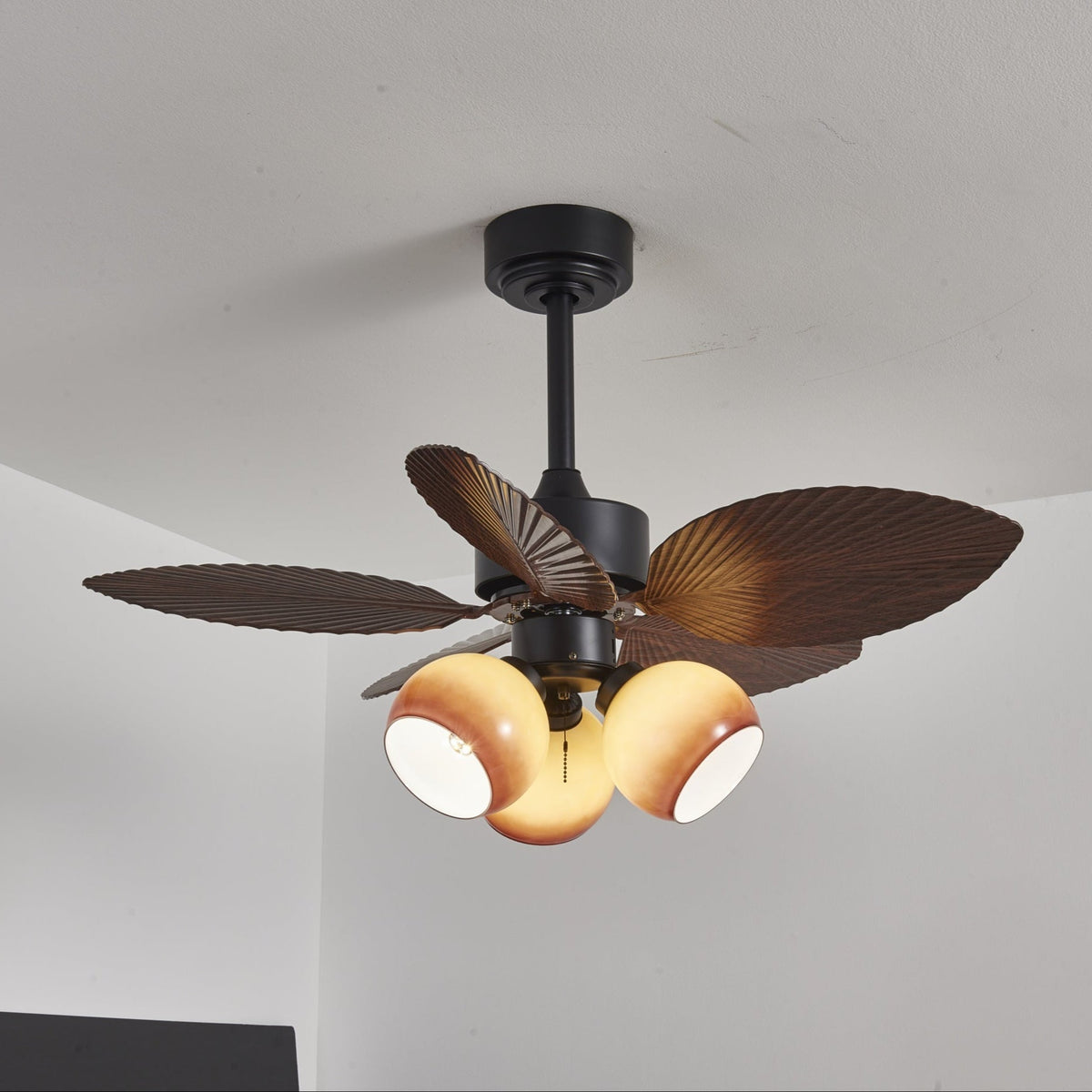 Rinaleria ventilador de techo con luz Vintage de madera