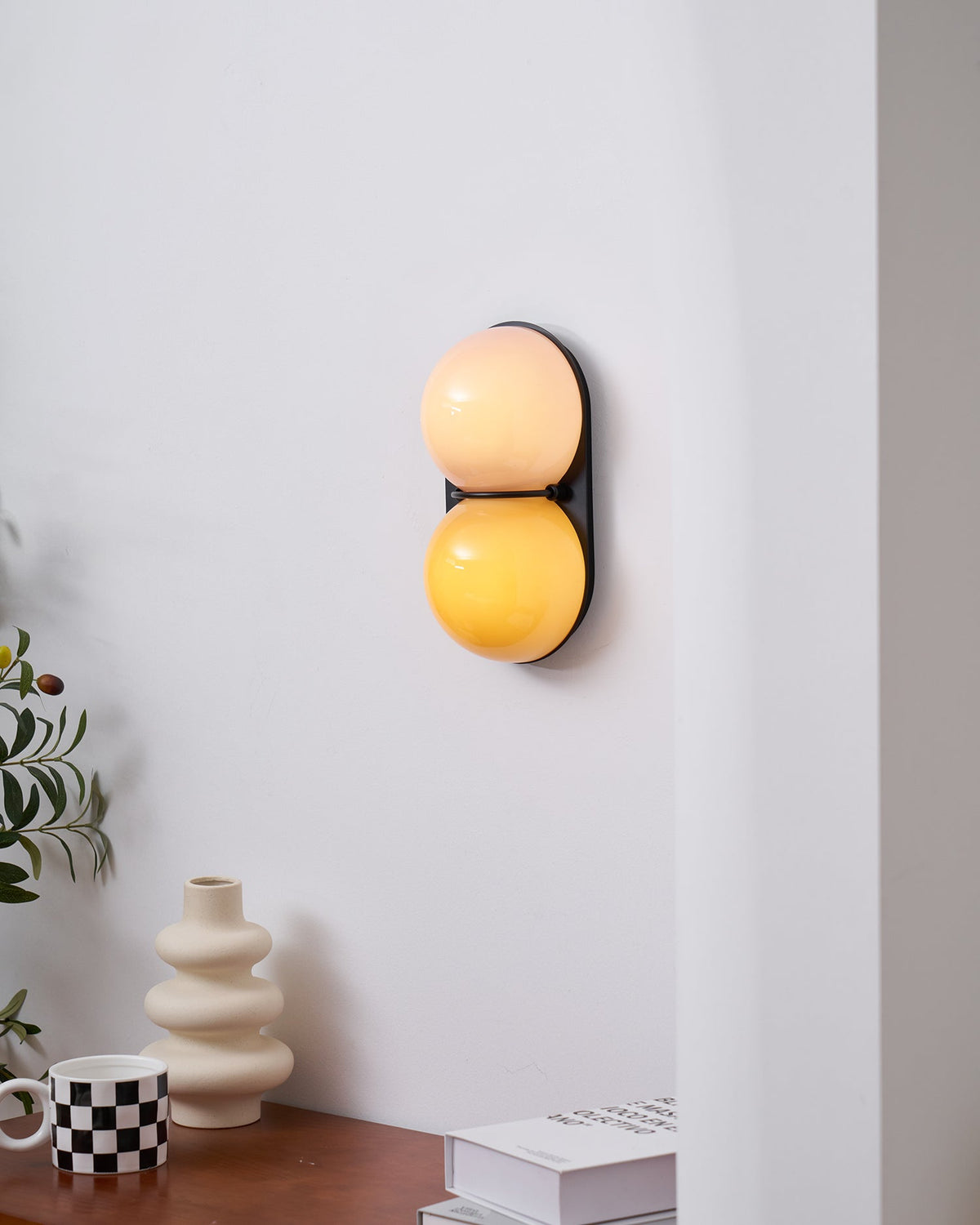 Two aplique de pared Globo vidrio