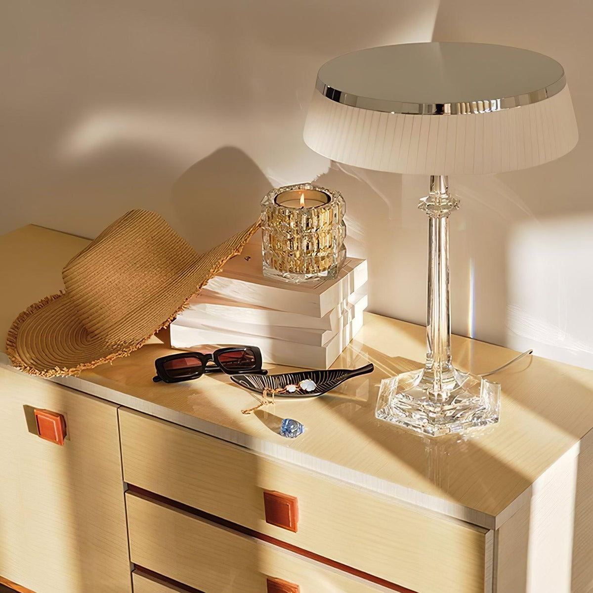 Haloza lámpara de mesa de lujo en tejido
