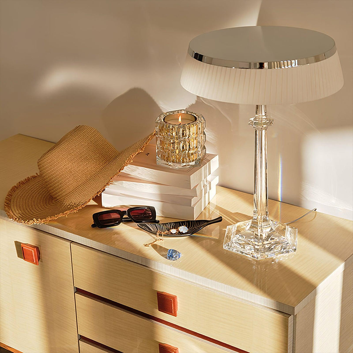 Haloza lámpara de mesa de lujo en tejido