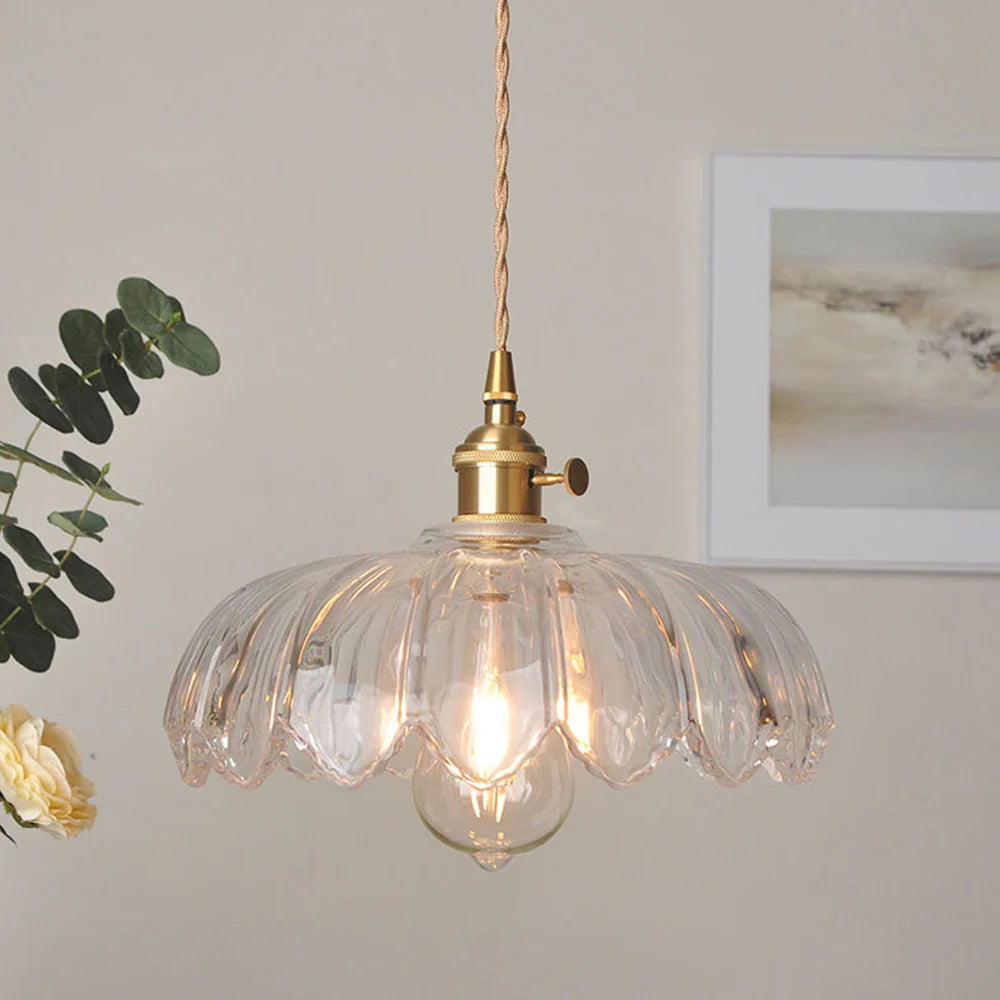 Valentina Retro LED Lámpara Colgante Vidrio/Metal Flor Comedor