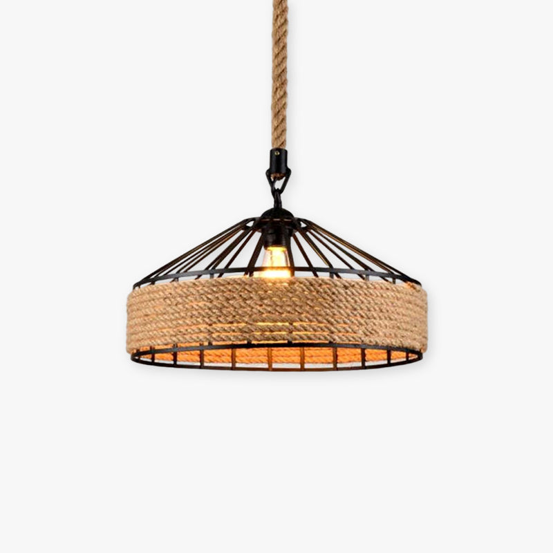 Silva Vintage Redonda Metal/Cuerda Lámpara Colgante Marrón