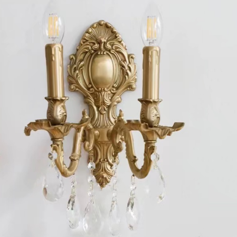 Silva Aplique de Pared LED de Lujo Vintage de Metal y Cristal
