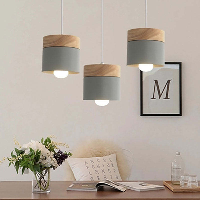 Valentina Nórdica Cilíndrica Metal LED Lámpara Colgante Gris/Blanca/Amarilla