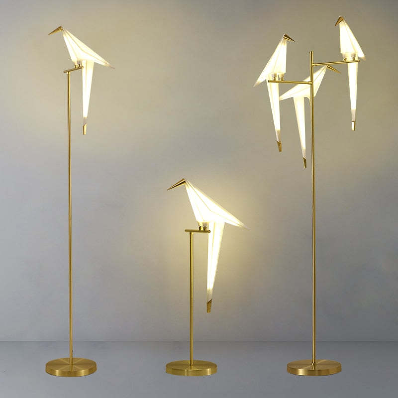 Mira Moderna Geométrico Metal/Acrílico LED Lámpara de Pie Blanca