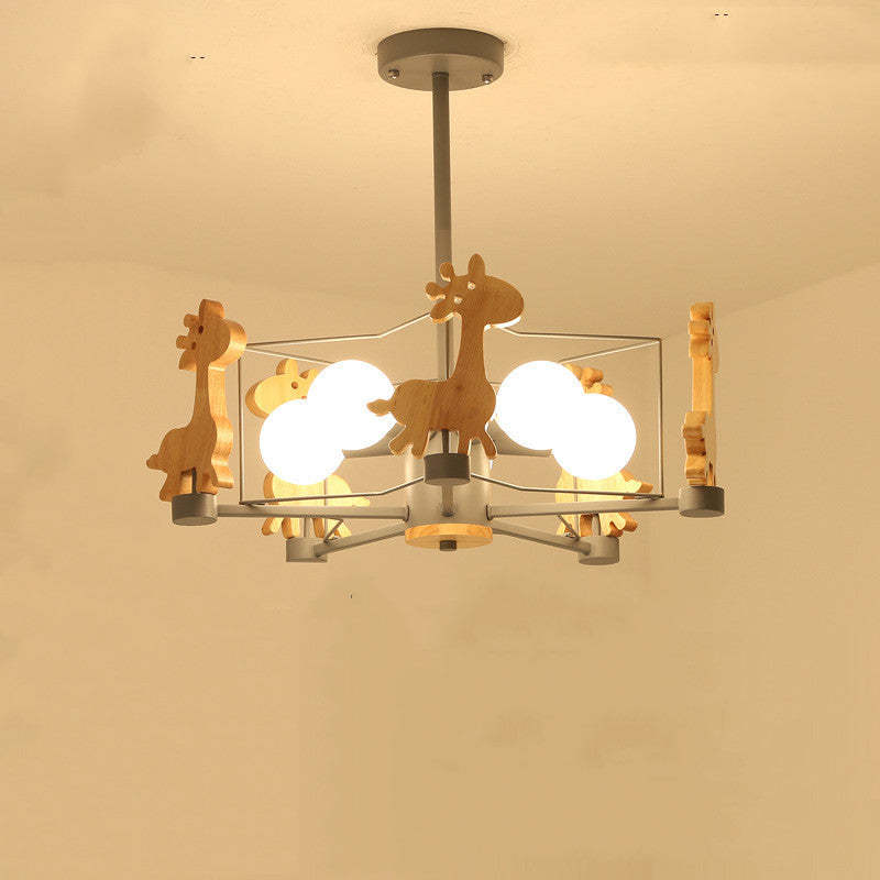 Arisha Decorativa Jirafas Metal/Madera LED Lámpara de Techo Rosa/Verde/Gris