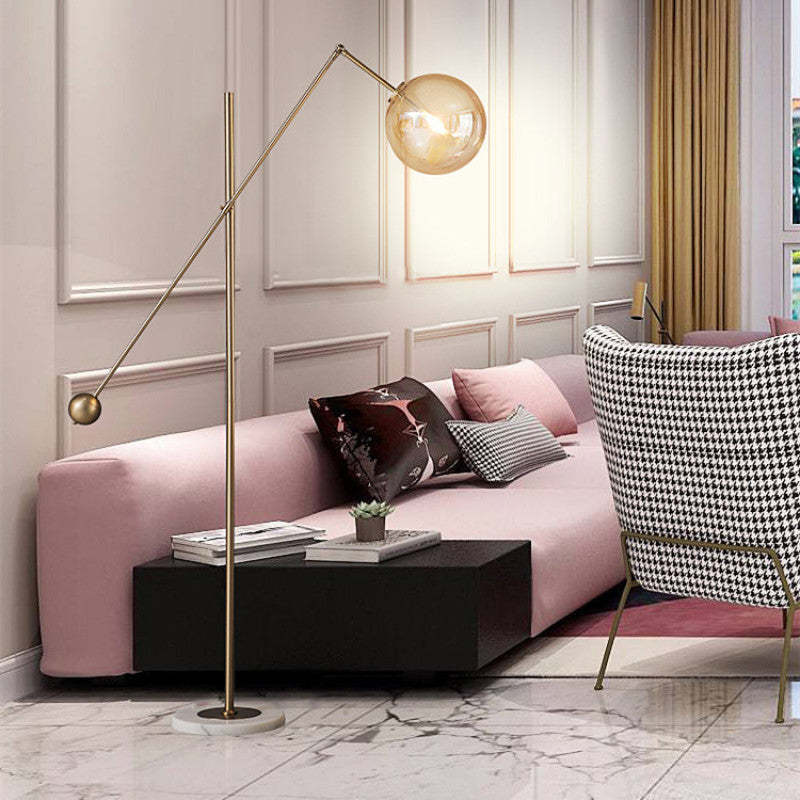 Luxury Moderna Geométrica Metal LED Lámpara de Pie Latón