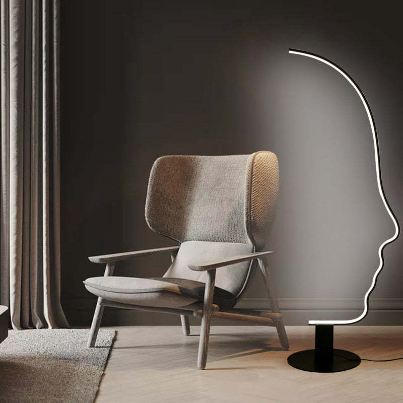 Mira Moderna Diseño Metal/Silicio LED Lámpara de Pie Negra