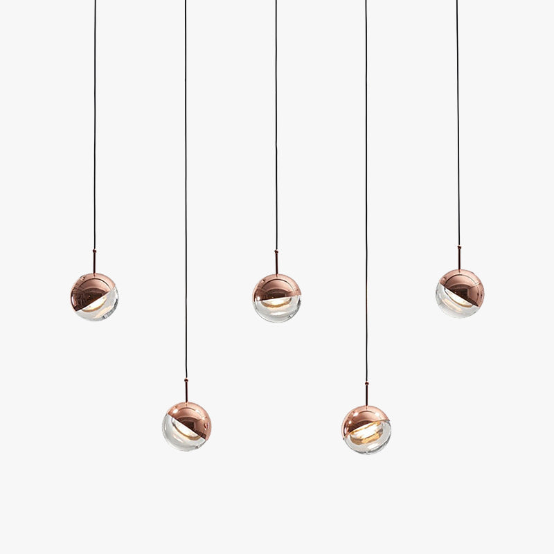 Valentina Moderna Bola Metal/Vidrio Lámpara Colgante Dorada/Rosa