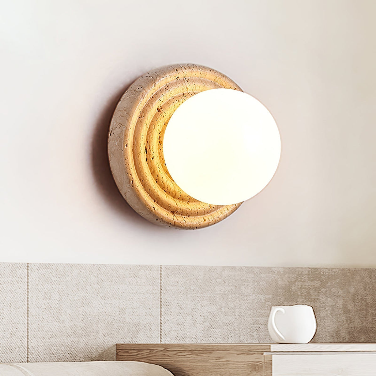 Valuella travertino globo aplique de pared / lámpara de techo
