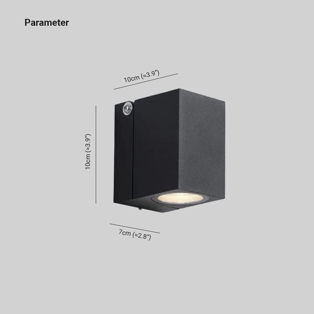 Ray Minimalista Foco Rectangular Metal  Aplique de Pared Exterior Negro